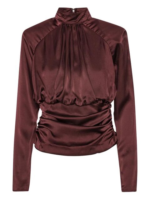 ROTATE BIRGER CHRISTENSEN ruched mock-neck top - Red - zdjęcie produktu nr 1