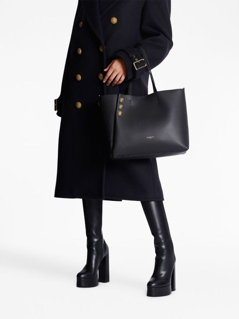 Balmain Emblème leather tote bag - Black