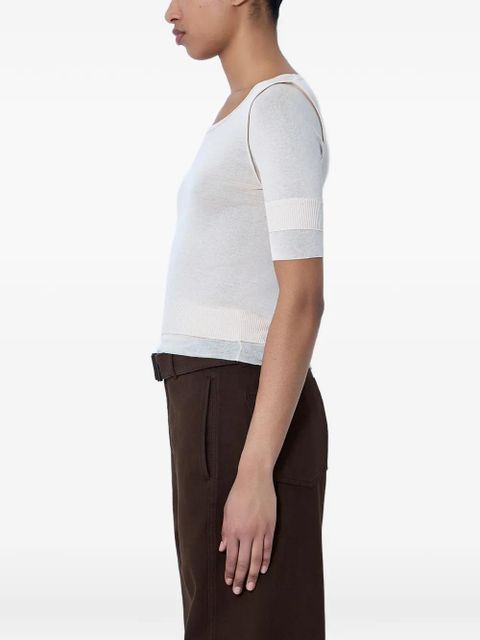 LEMAIRE semi-sheer ribbed-knit T-shirt - Neutrals - zdjęcie produktu nr 2
