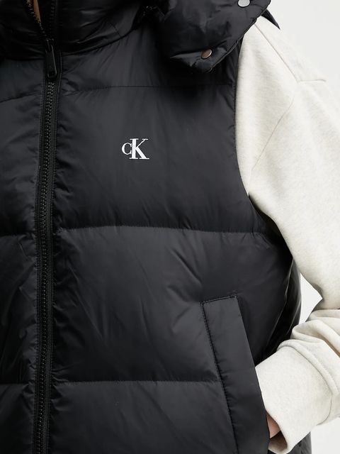 Calvin Klein Jeans bezrękawnik puchowy kolor czarny zimowy LV047D500G