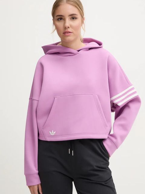 adidas Originals bluza Neuclassicscl Hoodie damska kolor różowy z kapturem z aplikacją IW5614 - zdjęcie produktu nr 2