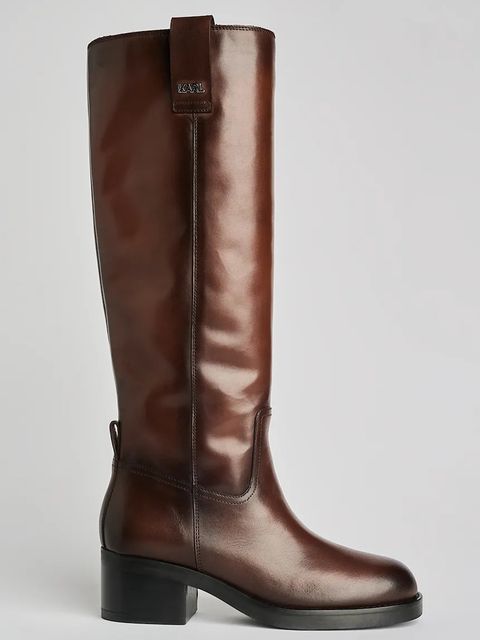 Karl Lagerfeld kozaki skórzane BROOKLYN damskie kolor brązowy na słupku lekko ocieplone KL41790W - zdjęcie produktu nr 1