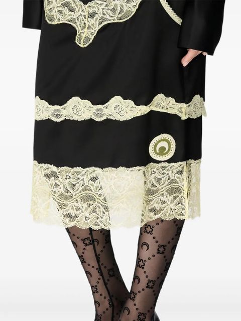 Marine Serre lace-panelled satin skirt - Black