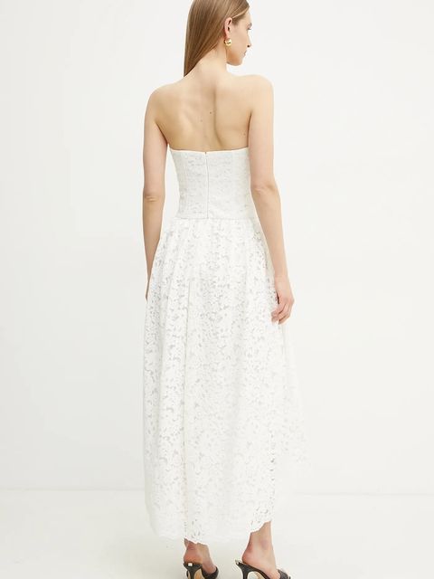 Bardot sukienka kolor biały midi rozkloszowana 59843DB