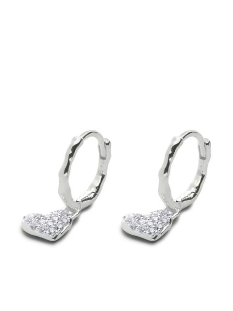 Monica Vinader Diamond Heart silver drop huggie earrings - zdjęcie produktu nr 1