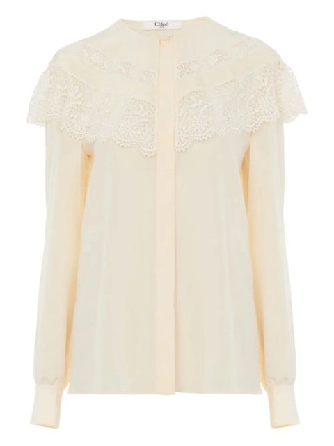 Chloé lace-trimmed blouse - White - zdjęcie produktu nr 1