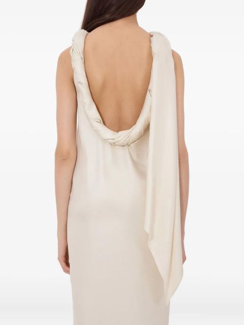 LouLou de Saison collared scarf midi dress - Neutrals