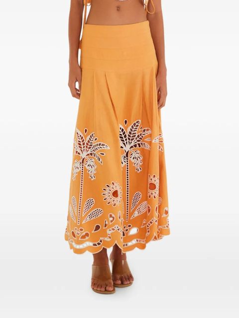 FARM Rio embroidery camel skirt - Orange - zdjęcie produktu nr 1
