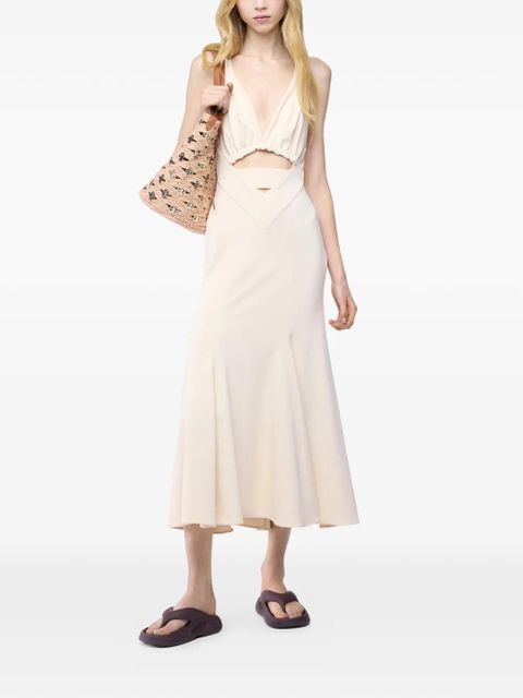 Rabanne crossed straps midi cut-out dress - Neutrals - zdjęcie produktu nr 1