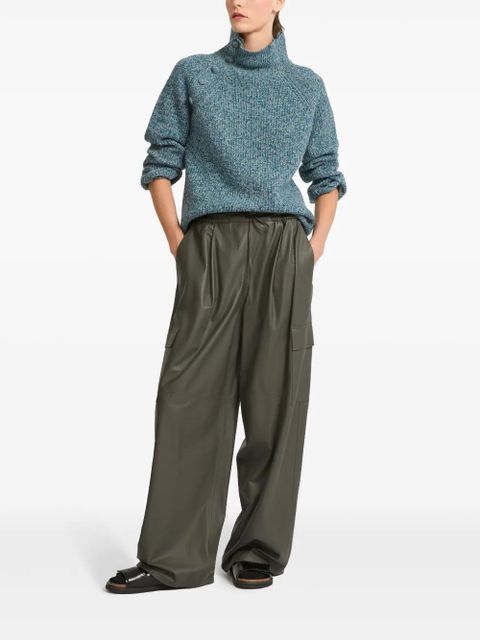 Yves Salomon wide-leg leather cargo trousers - Green - zdjęcie produktu nr 2