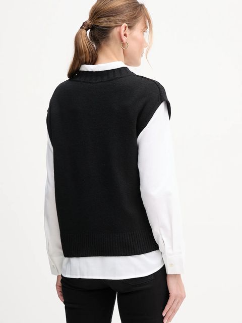 United Colors of Benetton kamizelka z dodatkiem wełny damski kolor czarny 126WD4033 - zdjęcie produktu nr 2