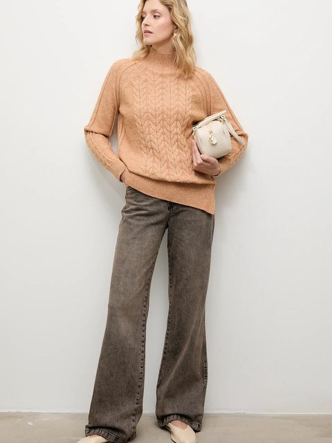 Answear.LAB sweter z kaszmirem damski kolor brązowy z półgolfem