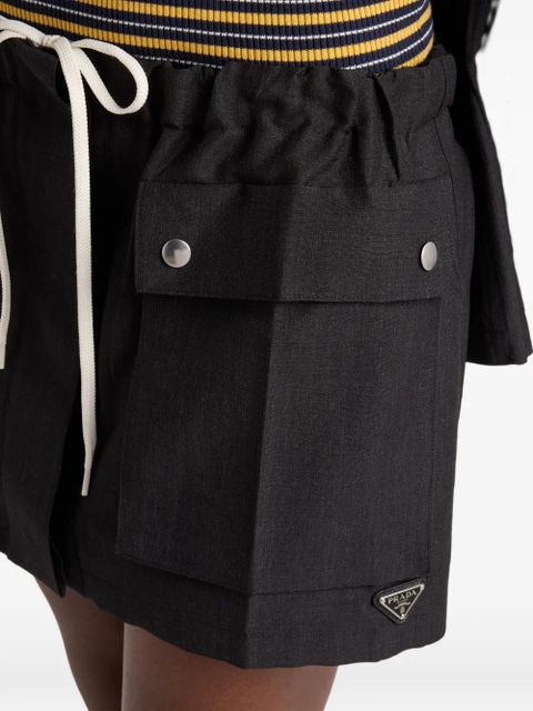 Prada flap-pocket drawstring mini skirt - Black