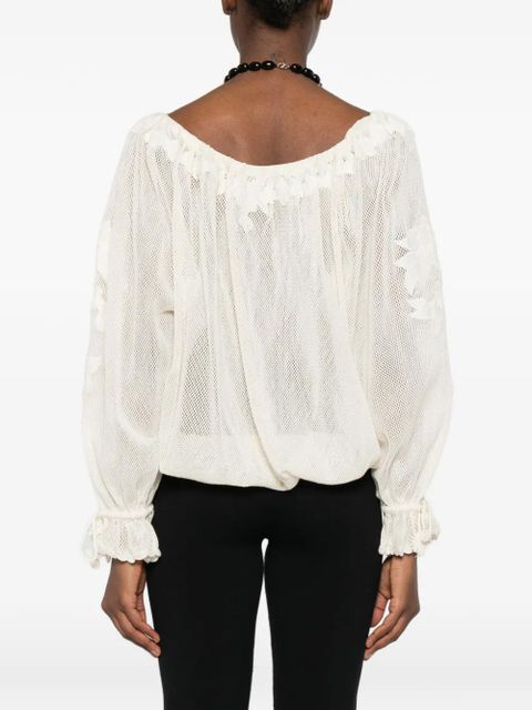 ISABEL MARANT floral appliqué blouse - Neutrals