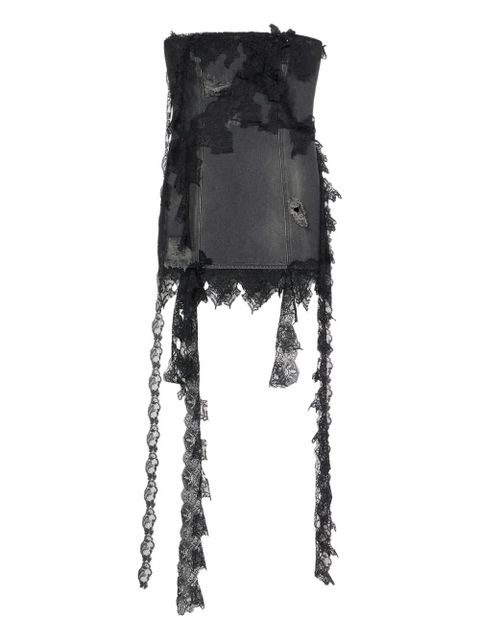 Blumarine strapless lace-trimmed denim dress - Grey - zdjęcie produktu nr 1