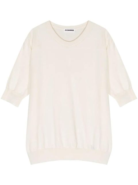 Jil Sander ribbed-trim cotton T-shirt - Neutrals - zdjęcie produktu nr 1