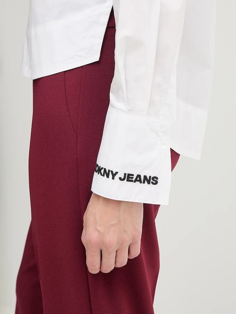 Dkny koszula bawełniana damska kolor biały relaxed z kołnierzykiem klasycznym DJ5W2108