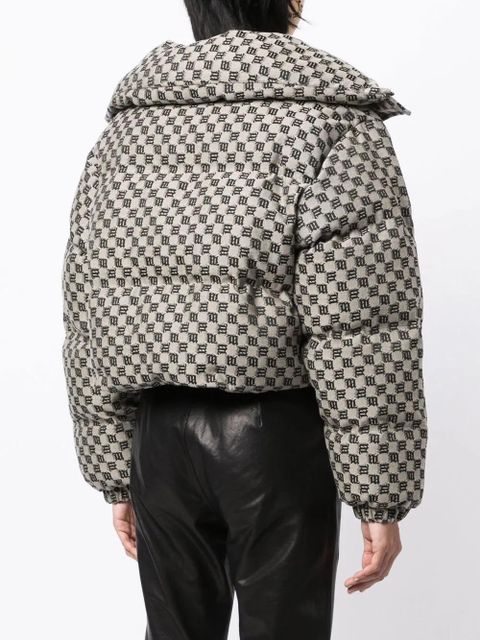 MISBHV monogram-print cropped puffer jacket - Neutrals