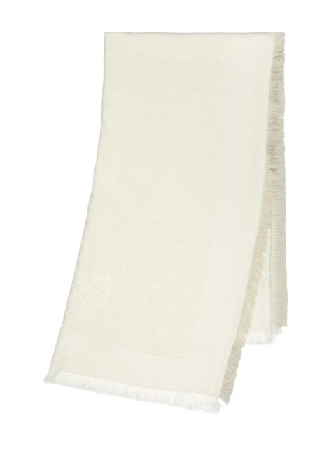 Tory Burch medallion-embroidery fringed scarf - Neutrals