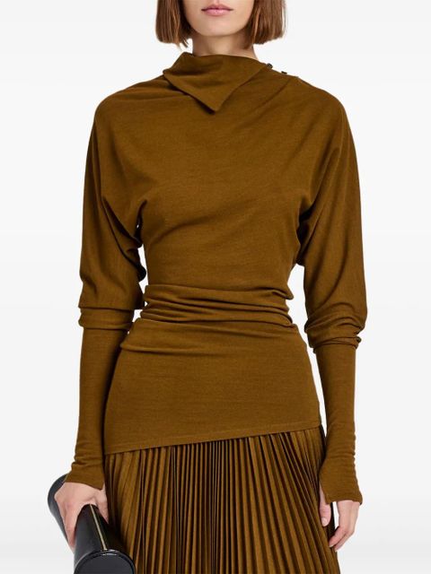 Proenza Schouler drapped-neck pleated top - Brown