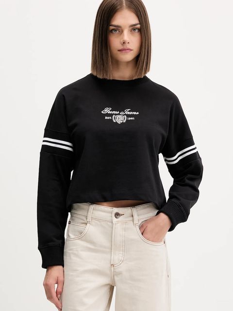 Guess Jeans bluza bawełniana damska kolor czarny z aplikacją W5BQ25 KCYM1 - zdjęcie produktu nr 1