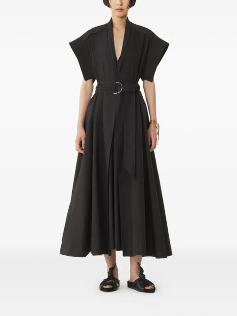 Lanvin belted v-neck midi dress - Black - zdjęcie produktu nr 1