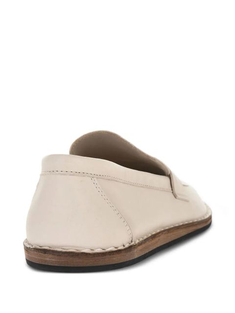 The Row Cary leather penny loafers - White