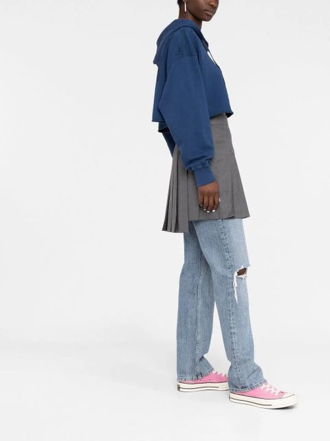 Golden Goose paint splatter-effect cropped hoodie - Blue