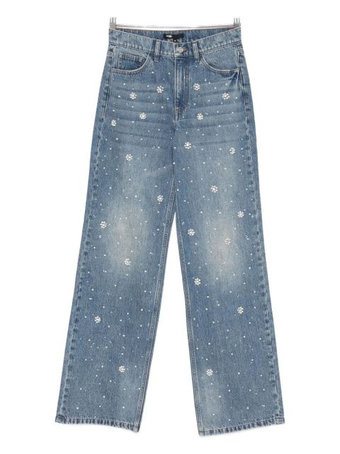 Maje floral-appliqué straight-leg jeans - Blue
