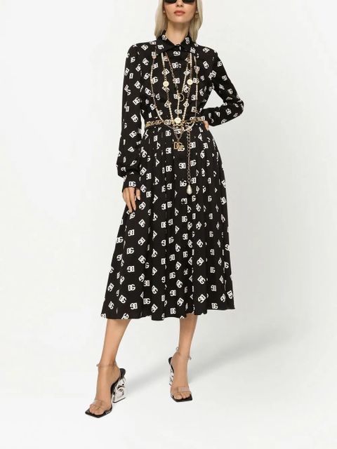 Dolce & Gabbana logo-print belted midi dress - Black - zdjęcie produktu nr 2
