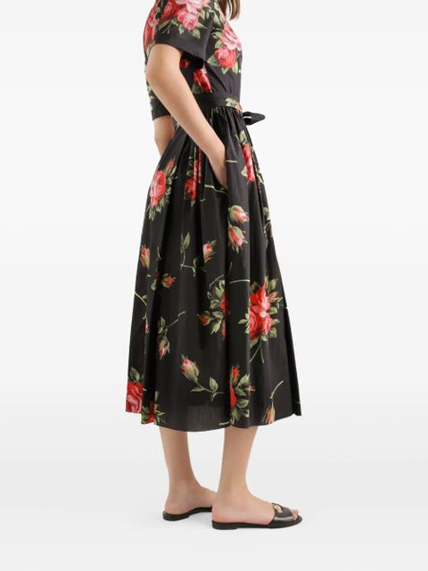 Dolce & Gabbana floral-print belted midi dress - Black