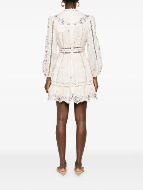 ZIMMERMANN Patience floral-print lace mini dress - Neutrals