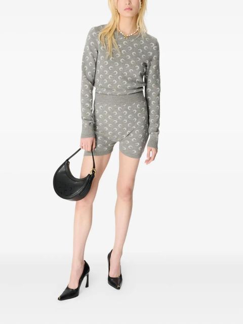 Marine Serre moon-jacquard crew-neck sweater - Grey