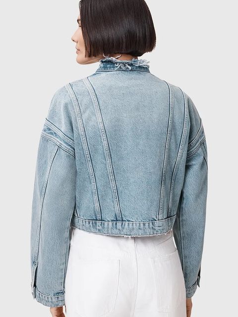 AllSaints kurtka jeansowa bawełniana SONNY kolor niebieski przejściowa oversize W062OC - zdjęcie produktu nr 2