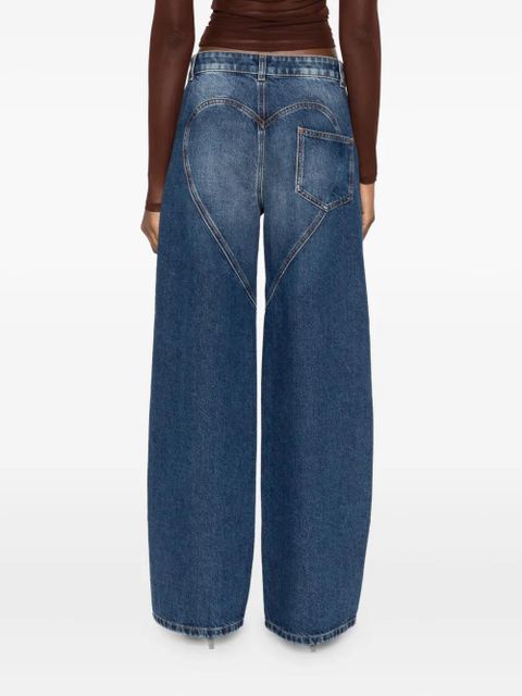 AREA crystal-embellished jeans - Blue