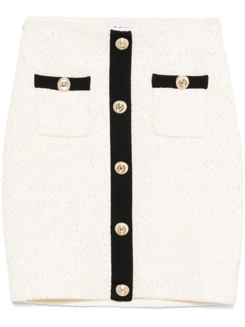 Self-Portrait sequin-embellished knitted mini skirt - White - zdjęcie produktu nr 1