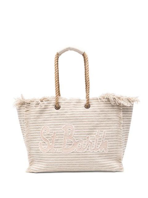 MC2 Saint Barth striped frayed-edge beach bag - Neutrals - zdjęcie produktu nr 1