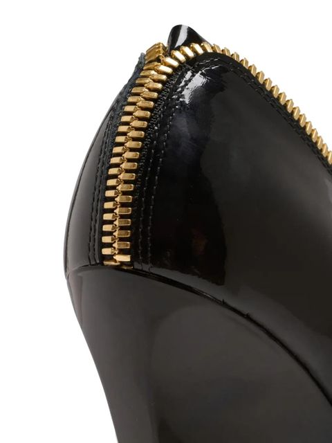 Balmain 95mm zip-detail wedge heeled pumps - Black - zdjęcie produktu nr 2