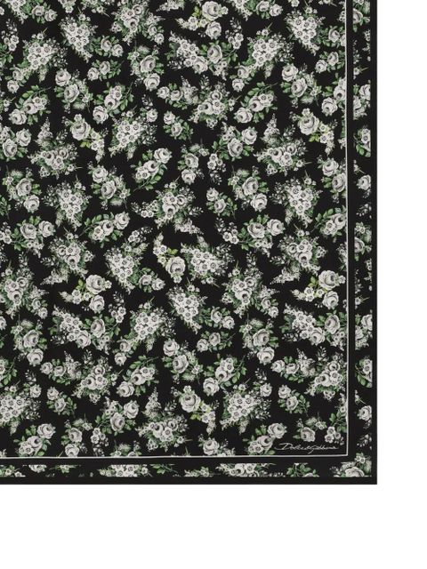 Dolce & Gabbana 70X70 small flower bouquet-print silk twill scarf - Black - zdjęcie produktu nr 2