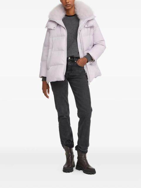 Yves Salomon lambshearling-collar down coat - Purple - zdjęcie produktu nr 2