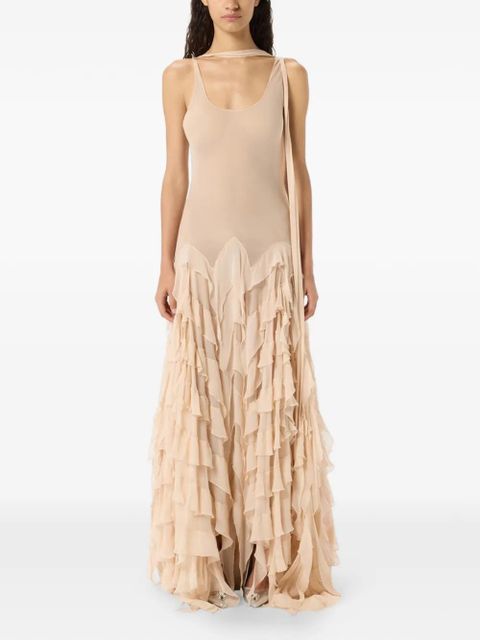Blumarine ruffled maxi dress - Neutrals