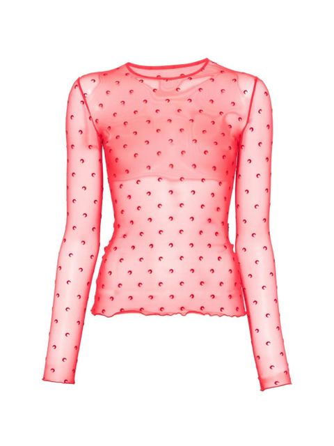 Marine Serre moon-print mesh T-shirt - Red - zdjęcie produktu nr 1