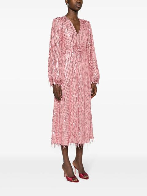 ROTATE BIRGER CHRISTENSEN fringed sequin-embellished maxi dress - Pink