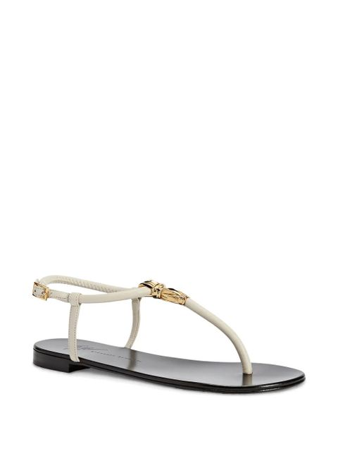 Giuseppe Zanotti Tie flat leather sandals - White