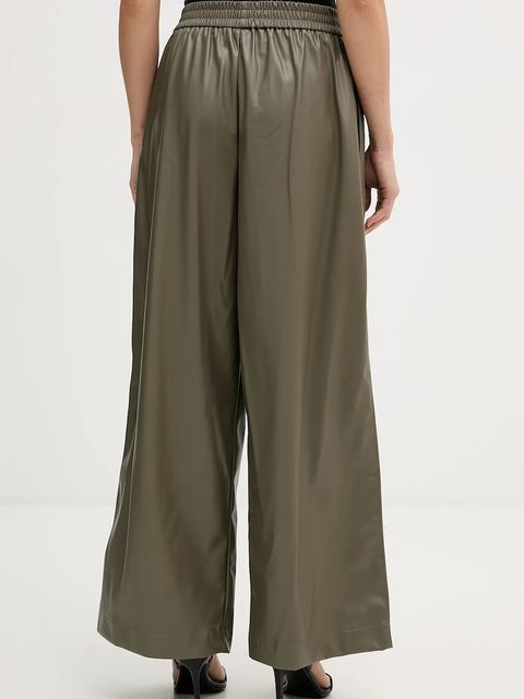 United Colors of Benetton spodnie damskie kolor zielony szerokie high waist 4M3CDF0A8