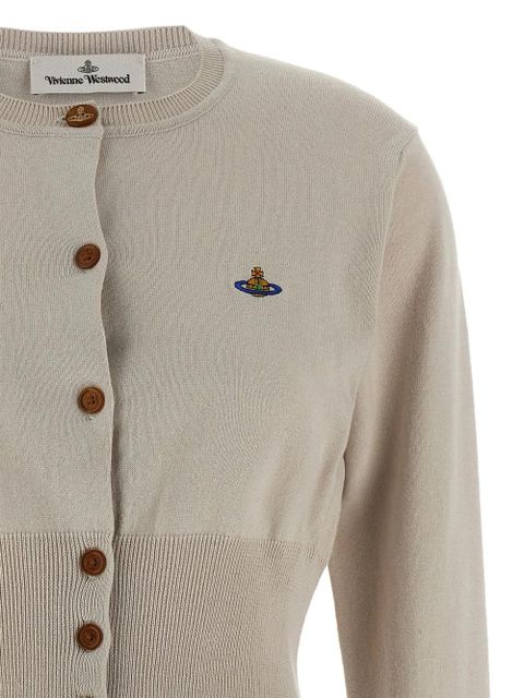 Vivienne Westwood embroidered-logo crop-length cardigan - Neutrals