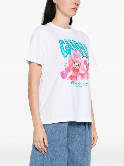 GANNI dog graphic T-shirt - White