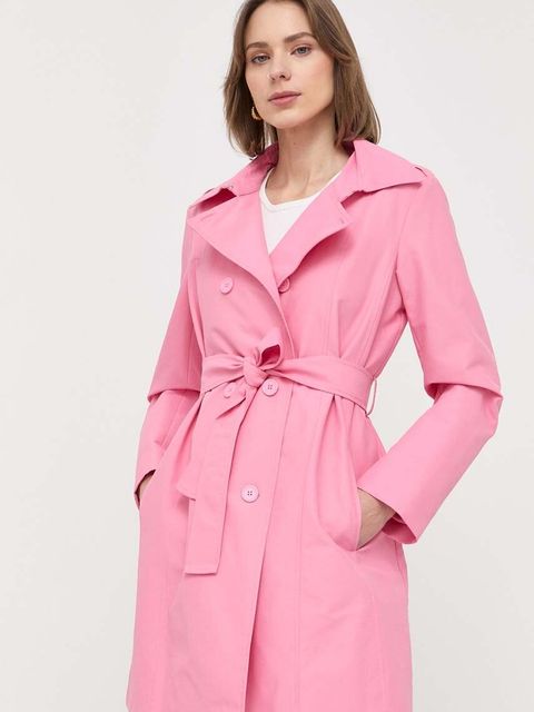 MAX&Co. trencz damski kolor różowy przejściowy dwurzędowy