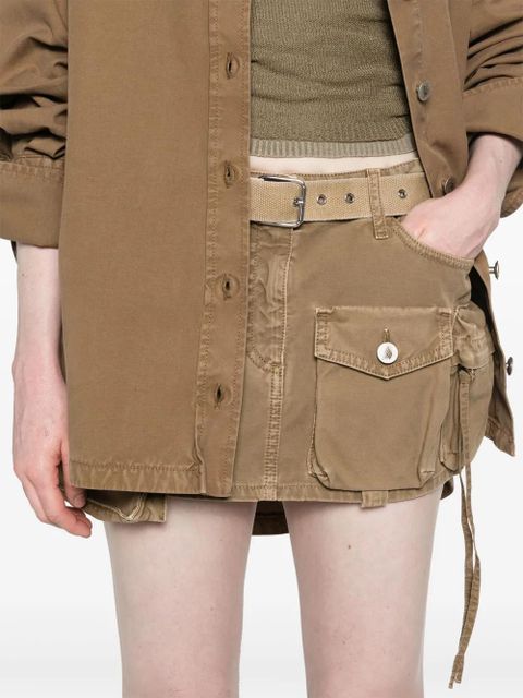 The Attico Fay denim cargo miniskirt - Neutrals