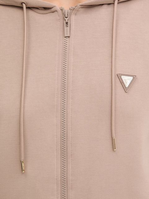 Guess bluza OLYMPE damska kolor beżowy z kapturem gładka V4YQ06 KCAY2